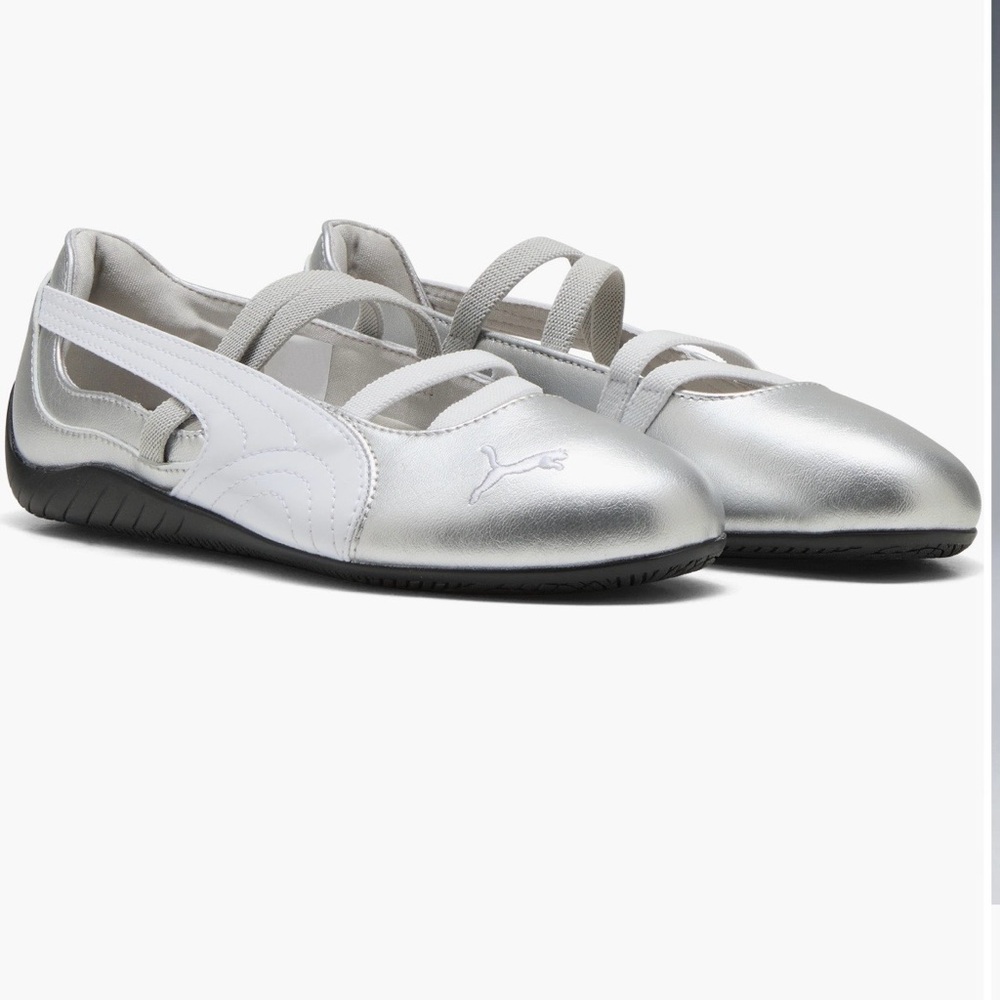 Puma Metallic Silver and White Flats